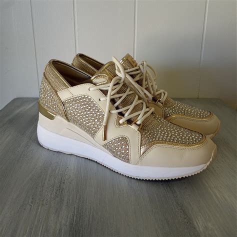 michael kors liv trainers white and gold